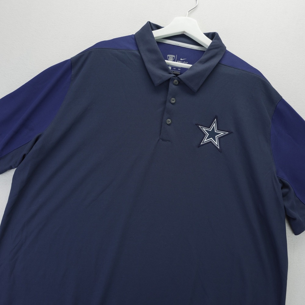 Nike NFL Dallas Cowboys Dri-FIT Training Polo Shirt Mens XXL Navy Blue Star Logo